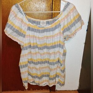 ONLY WORN ONCE St. Johns Bay Multicolor Striped Women's Blouse Size Large
